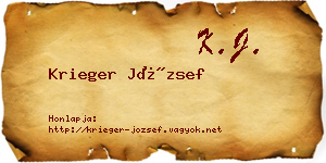 Krieger József névjegykártya